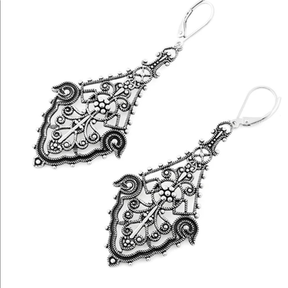 Sterling Silver Large Chandelier Dangle Earrings
